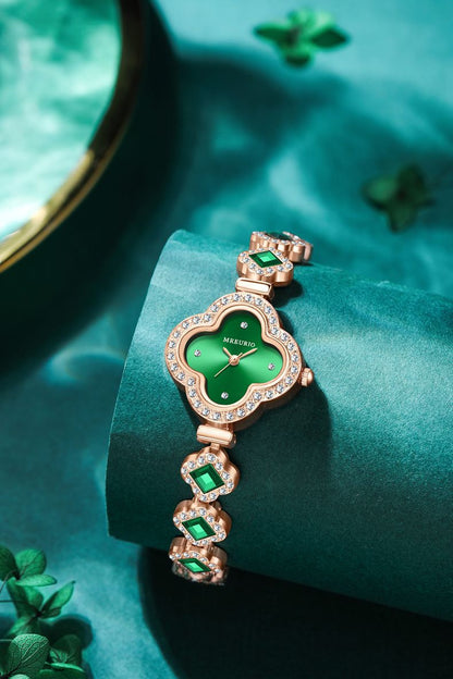 Live Hot Hot Hot Fashion Four-leaf Clover Bracelet Quartz Watch Emerald Women's Watch Women's Watch Factory Wholesale