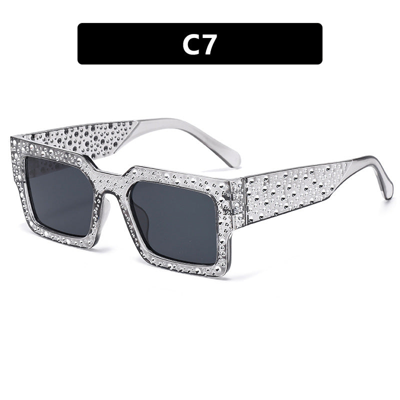 Diamond-Encrusted Starry Sky Square Sunglasses, Personalized Sunglasses, Fashionable Internet Celebrity Street Photography, Catwalk Versatile Sunglasses