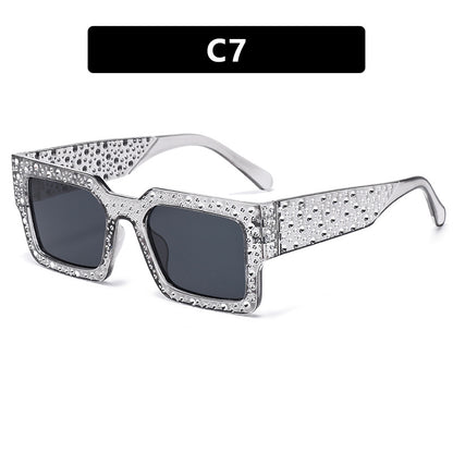 Diamond-Encrusted Starry Sky Square Sunglasses, Personalized Sunglasses, Fashionable Internet Celebrity Street Photography, Catwalk Versatile Sunglasses