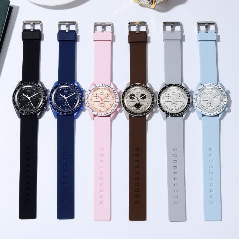 GEDI GEDI Fashion Candy Color Silicone Tape Middle School Students' High Color Value Large Dial Quartz Sports Watch 31020