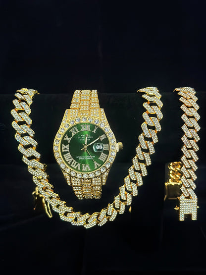 Tiktok Hot-Selling Fashion Casual Men's Watch Full Diamond Watch Men's Factory Price Direct Sale Complete Colors