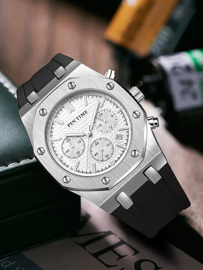 Foreign Trade Products: Men's Watch with Three Dials, Multi-Functional, Sports, Waterproof, Men's Fashion Casual Watch, Cross-Border Hot-Selling Item