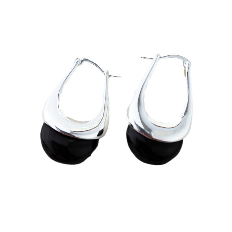 Simple New Trim Qiao Huan European and American Blogger Same Style Glaze Water Drops High-end Commuter Bag Earrings Earrings for Women