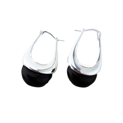 Simple New Trim Qiao Huan European and American Blogger Same Style Glaze Water Drops High-end Commuter Bag Earrings Earrings for Women