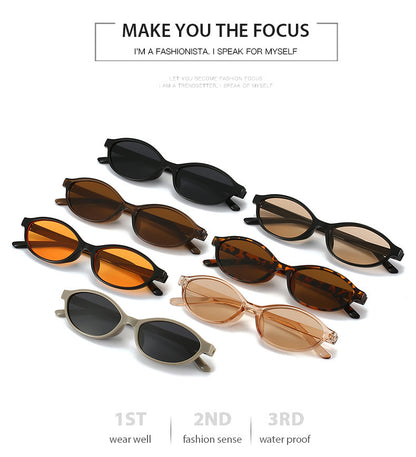 European and American Retro Oval Small Frame Sunglasses Women's Outdoor Fashion Wear Sunglasses Men's Personalized Hip-Hop Spice Glasses