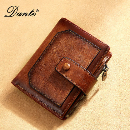 Men's wallet wholesale leather zipper short retro wallet RFID anti-theft foreign trade leather wallet manufacturers processing
