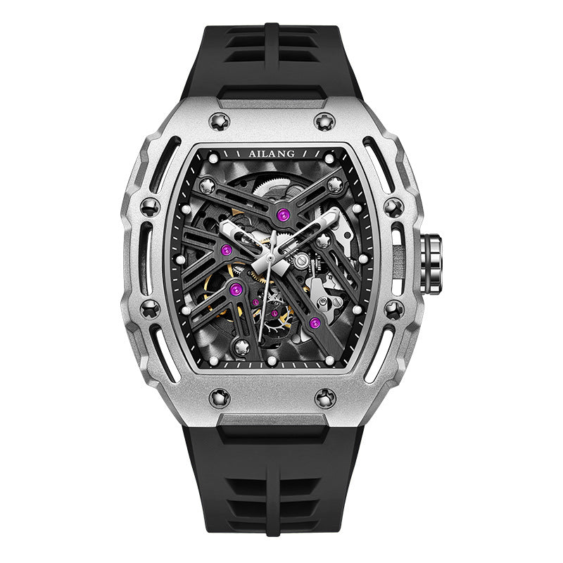 AI Lang new watch Richard automatic mechanical watch hollow-out barrel-shaped foreign trade live broadcast popular one-piece delivery