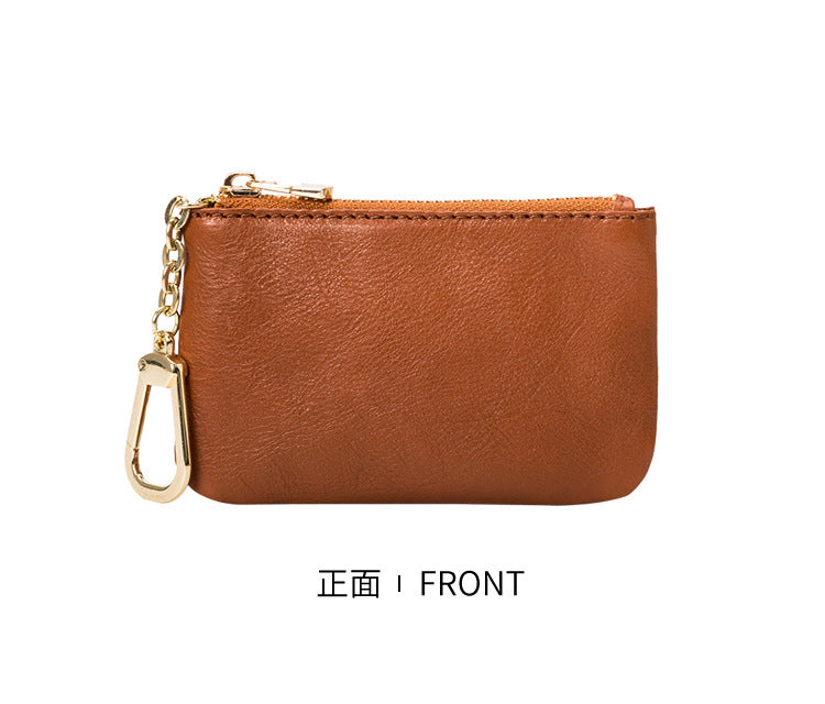 European and American Genuine Leather Cowhide Coin Purse Simple Mini Zipper Coin Bag 2025 New Small Wallet Women's Short Ultra-Thin