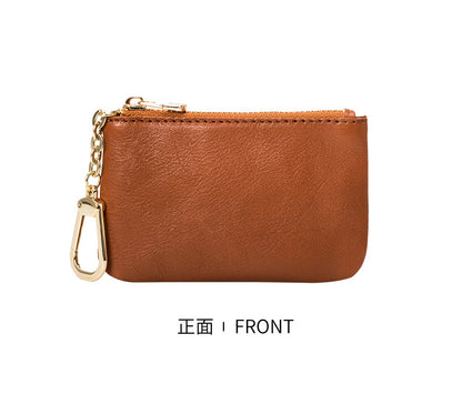 European and American Genuine Leather Cowhide Coin Purse Simple Mini Zipper Coin Bag 2025 New Small Wallet Women's Short Ultra-Thin