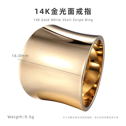 French Retro White Mother-Of-Pearl Striped Ring Titanium Steel Electroplated 18K High-End Ring for Women Niche Light Luxury Style Accessory