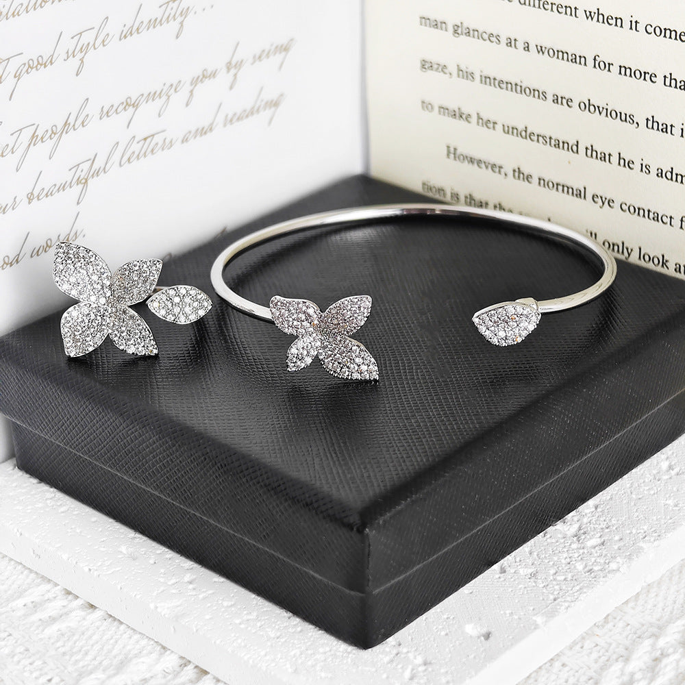 Cross-border Female Niche Opening Adjustable Bracelet Ring Popular Butterfly High Design Sense r5433-s8026