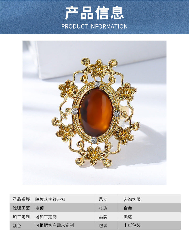 Tie Buckle Cross-Border Hot-Selling Formal Accessories Personalized Trendy Men's Rudder Eagle Chinese Style Flowery Gold Men's Tie