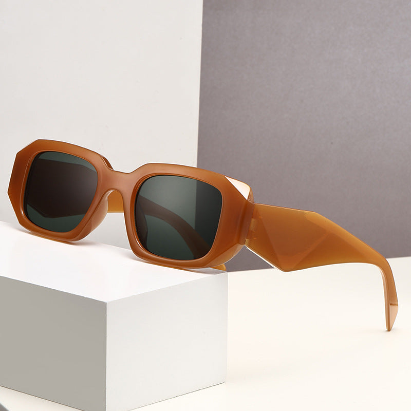 New Trendy Ins Female Internet Celebrity Plain Street Style Sunglasses Fashionable Rhombus Wide Leg Outdoor Trendy Square Frame Sunglasses