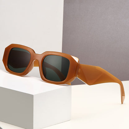 New Trendy Ins Female Internet Celebrity Plain Street Style Sunglasses Fashionable Rhombus Wide Leg Outdoor Trendy Square Frame Sunglasses