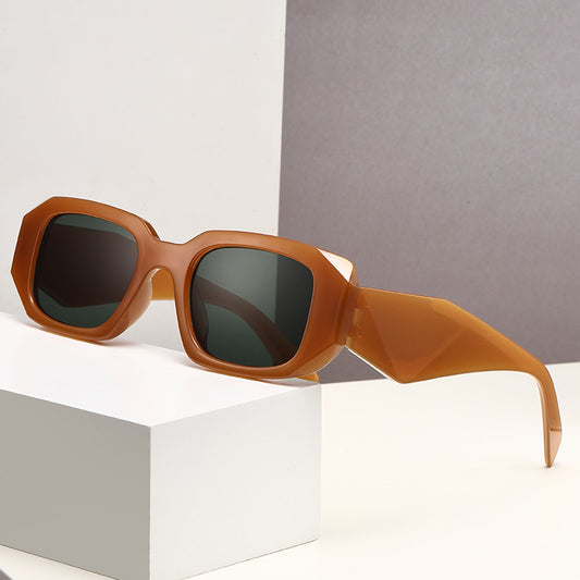 New Trendy Ins Female Internet Celebrity Plain Street Style Sunglasses Fashionable Rhombus Wide Leg Outdoor Trendy Square Frame Sunglasses