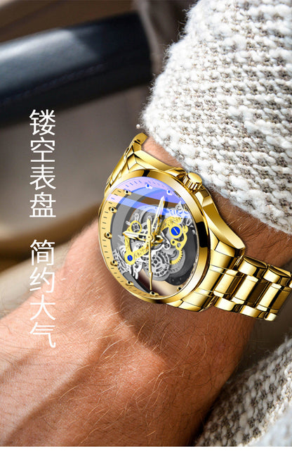 Cross-Border Dropshipping New Double-Sided Hollow Fully Automatic Movement Non-Mechanical Watch Tourbillon Watch Men's Waterproof