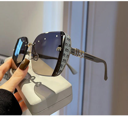 Brown M-Shaped Women's Uv Protection High-End Wide-Frame Pc Style Sunshade Glasses Trendy Street Style Sunglasses