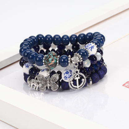 2022 Bohemian Butterfly Ship Anchor Elephant Pendant Multi-layer Bracelet Wholesale Bracelet Factory New Style Bracelet