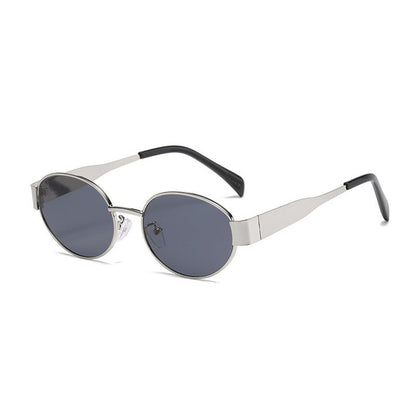 Cross-border New Arc de Triomphe Oval Metal Small Frame Sunglasses Women's High-end Fashion Street Photograph Sunglasses Sunglasses