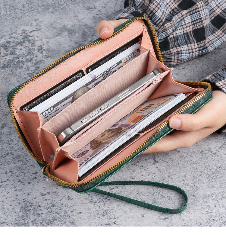 2025 New Women's Long Wallet, Feminine Crocodile Pattern Clutch Wallet, Fashionable Retro Women's Bag