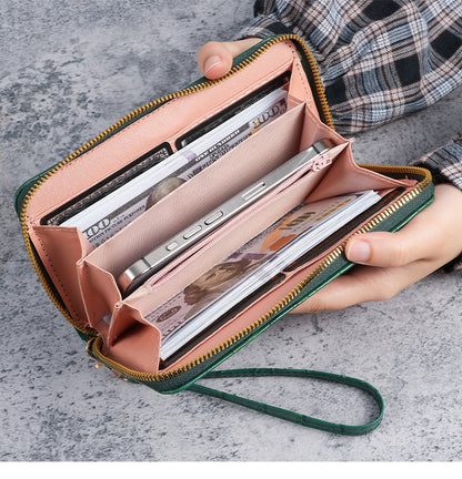 2025 New Women's Long Wallet, Feminine Crocodile Pattern Clutch Wallet, Fashionable Retro Women's Bag