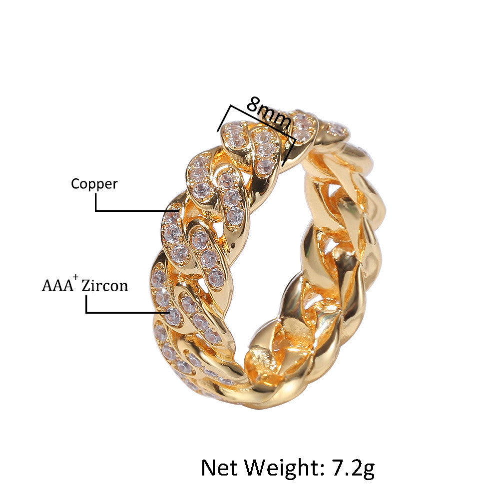 Hiphop Hip Hop Diamond Watch Five-Piece Diamond Cuban Chain Cross Necklace Cuban Ring Cross Border Wholesale