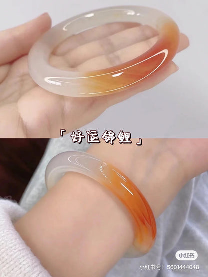 Imitation Chalcedony Bracelet Round Thick Jingle Bracelet New Chinese Style Cheongsam Accessories Guifei Bracelet Guofeng Bracelet Accessories Bracelet