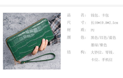 2025 New Women's Long Wallet, Feminine Crocodile Pattern Clutch Wallet, Fashionable Retro Women's Bag