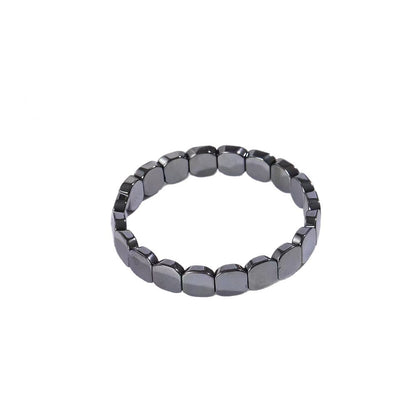 Cross-Border European and American Fashion Hot-Selling Hematite Black Gallstone Elastic Square Beaded Unisex Bracelet Jewelry Wholesale