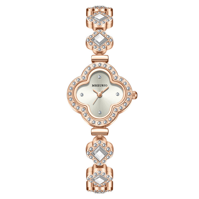 Live Hot Hot Hot Fashion Four-leaf Clover Bracelet Quartz Watch Emerald Women's Watch Women's Watch Factory Wholesale