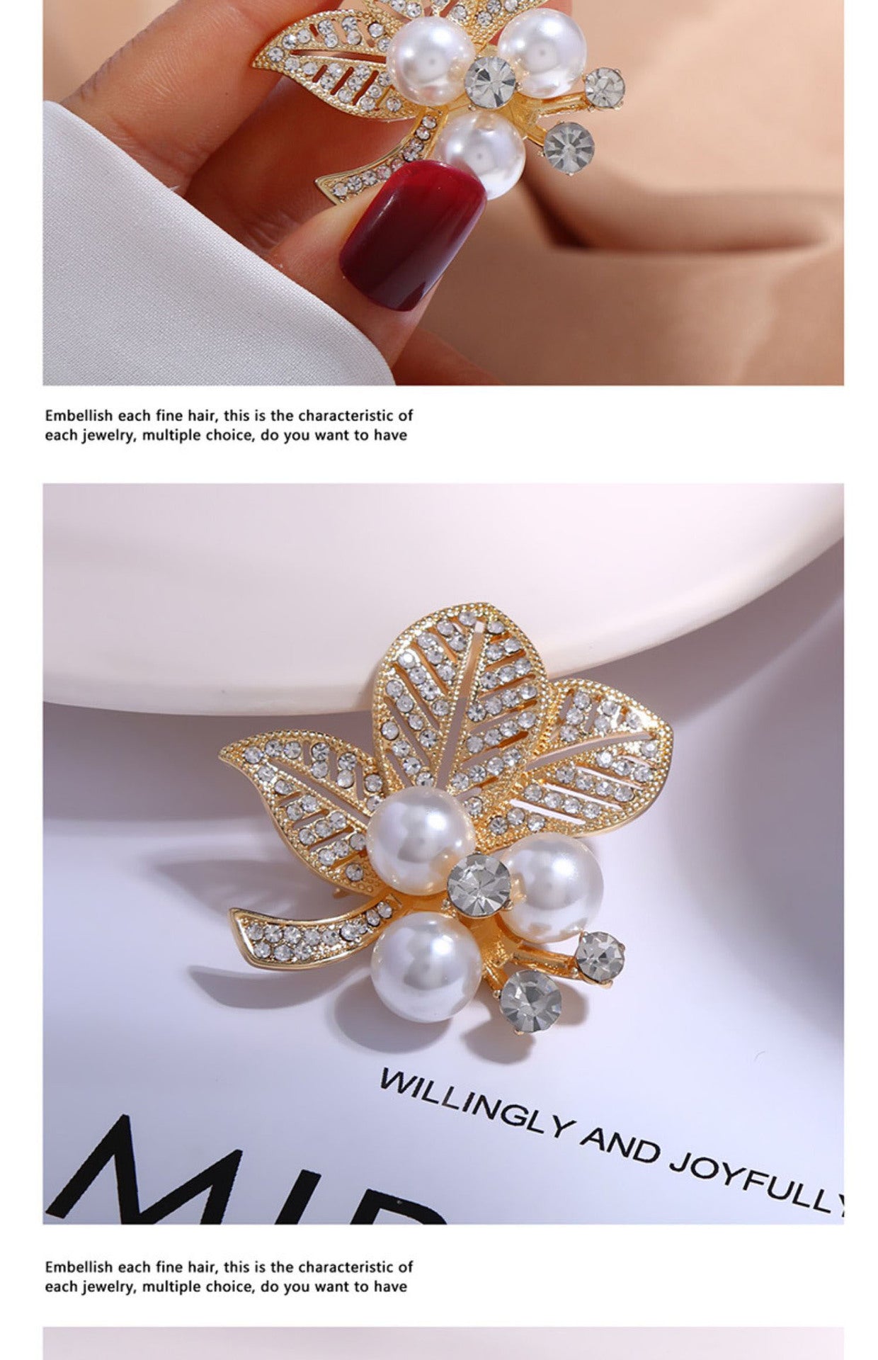 Korean New Style Leaf Pearl Brooch for Women, Versatile and Elegant, Unique Design Pin Accessory, Fresh and Sweet