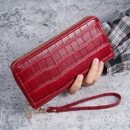 2025 New Women's Long Wallet, Feminine Crocodile Pattern Clutch Wallet, Fashionable Retro Women's Bag