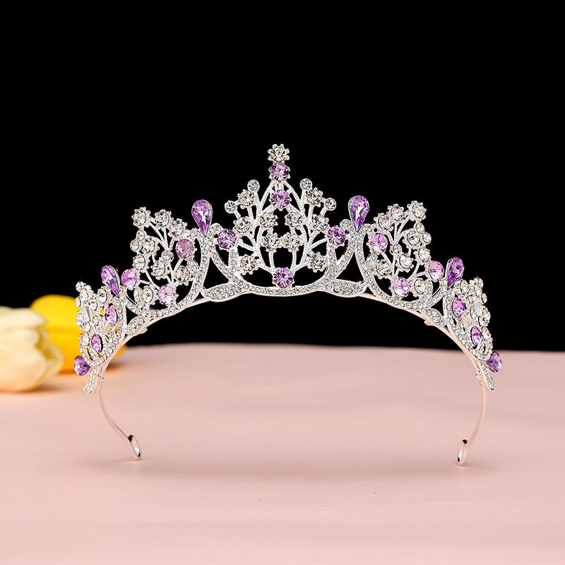 Super Fairy New Princess Sweet Bridal Crown Red Tiara Crystal Toast Clothing Hair Accessories 18Th Birthday Gift