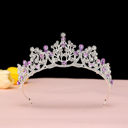Super Fairy New Princess Sweet Bridal Crown Red Tiara Crystal Toast Clothing Hair Accessories 18Th Birthday Gift