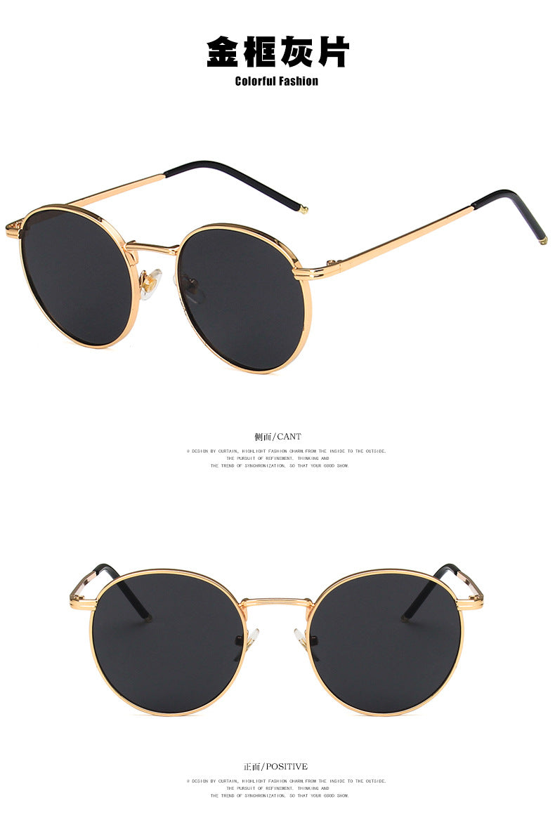 2022 New Style Sunglasses for Women Ins Street Shooting Popular Round Frame Sunglasses K-Style Trendyy Retro Sunglasses for Small Faces