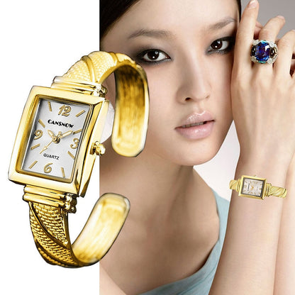 CANSNOW new hot sale Women's Watch All-match golden bracelet personality fashion bracelet quartz watch for women