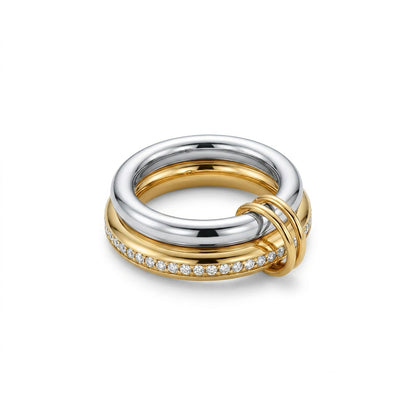 Minimalist Style No Letter Titanium Steel Ring, Multi-Layer Twisted Geometric Interwoven Diamond-Encrusted Ring Jewelry