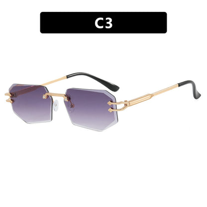 Irregular Frameless Edge-Cut Sunglasses 2024 New Style Personalized Fashion Sunglasses Street Style Trendy Sunglasses for Women
