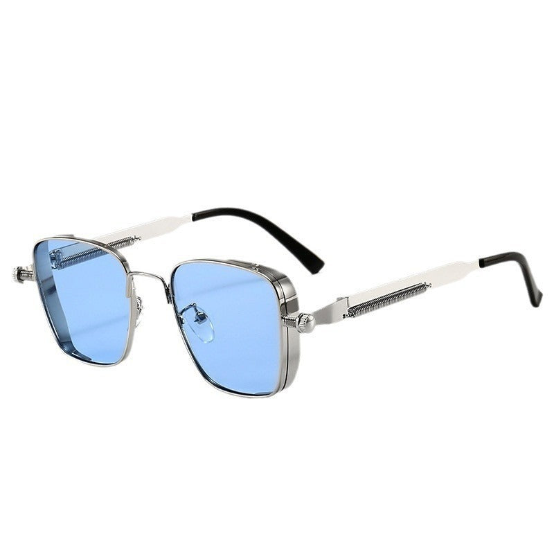 2025 New European and American Cross-Border Personalized Sunglasses Retro Square Frame Steam Metal Sunglasses Sun Protection High-End Sunglasses
