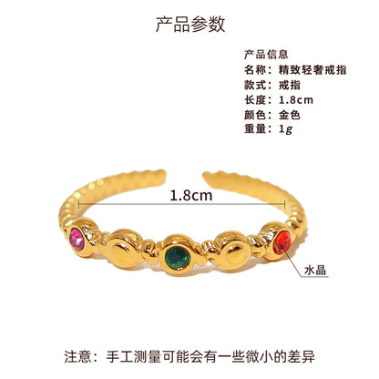Diamond ring female titanium steel light luxury high-grade zircon index finger ring popular personality all-match fashion temperament open ring