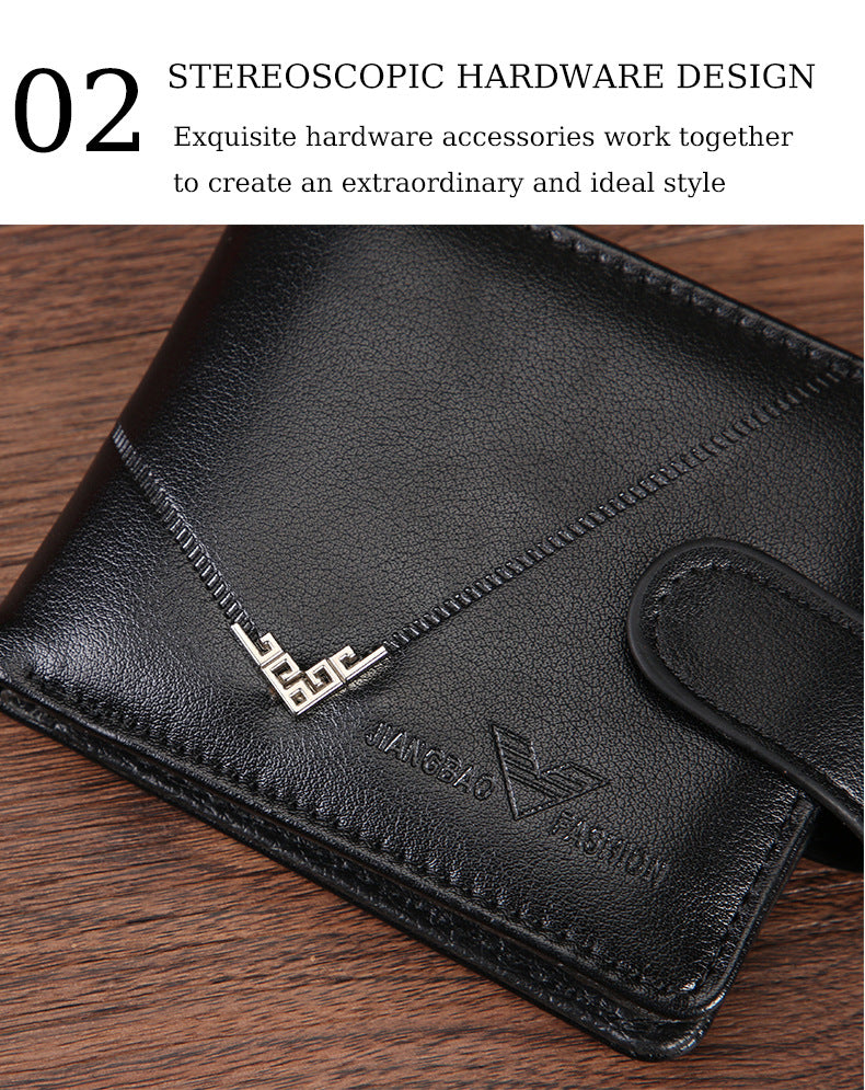 Cross-border Dropshipping Business Fashion Hasp 80% Off Short Wallet Male Multi-card Driver's License Multifunctional Men's Wallet