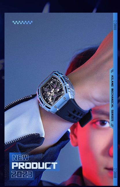 AI Lang new watch Richard automatic mechanical watch hollow-out barrel-shaped foreign trade live broadcast popular one-piece delivery