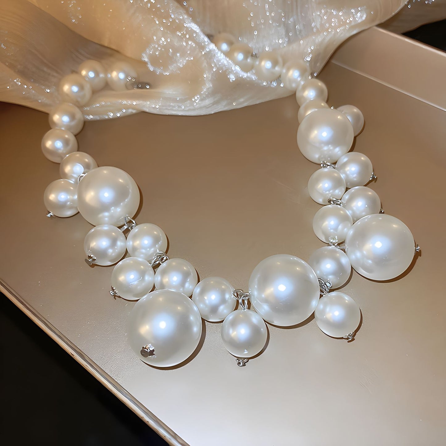 Vintage Baroque Pearl Tassel Necklace Female Bridal Banquet Elegant Fashion Collarbone Necklace Choker Accessories