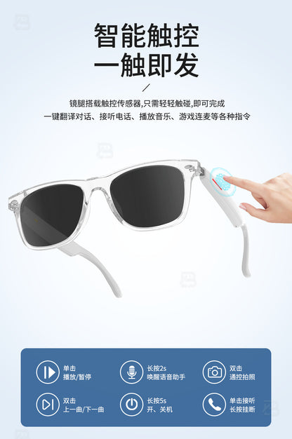Smart Ai Bluetooth Translation Glasses, Sunglasses, Polarized, Anti-Uv, Anti-Blue Light, Listening to Music and Calls, Transparent Lens Replacement