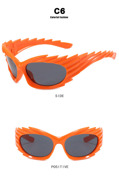 Barbed Hedgehog Sunglasses Y2K European and American Personalized Wings Cycling Sunglasses Concave Shape Ins Trendy Sunglasses for Women