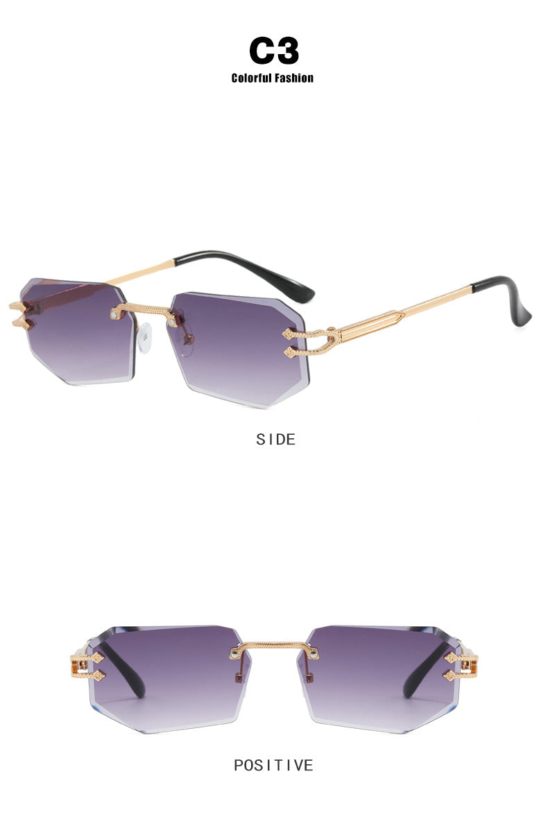 Irregular Frameless Edge-Cut Sunglasses 2024 New Style Personalized Fashion Sunglasses Street Style Trendy Sunglasses for Women