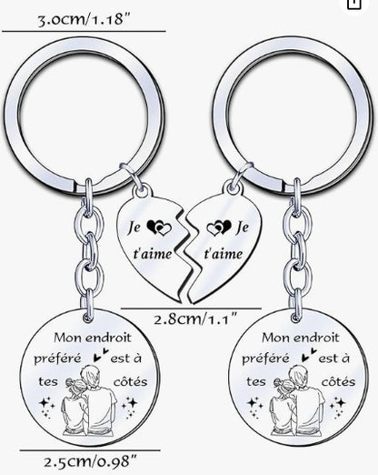 Mother's Day Keychain Women's Rose Gold Engraved Flower Pendant Keychain Love Puzzle Keychain Set