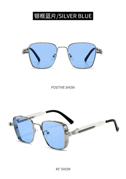 2025 New European and American Cross-Border Personalized Sunglasses Retro Square Frame Steam Metal Sunglasses Sun Protection High-End Sunglasses