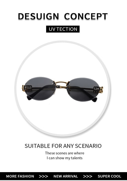 Frameless Letter Sunglasses with a High-End Feel, Personalized Metal Street Style Sunglasses, Retro Internet Celebrity Street Style, Trendy Sweet and Cool Hot Girl Sunglasses