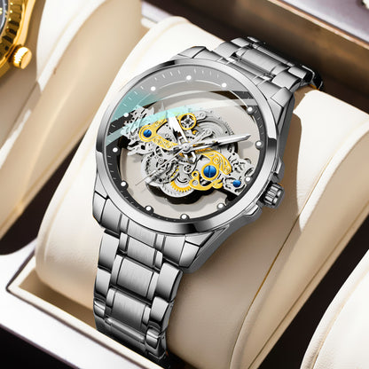 Cross-Border Dropshipping New Double-Sided Hollow Fully Automatic Movement Non-Mechanical Watch Tourbillon Watch Men's Waterproof